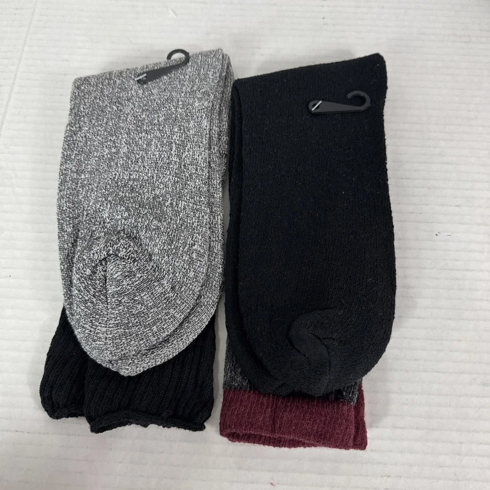 Lamb's Wool Blend Socks NEW Men's US 10-13 Lot of 2 Gray Black Calf Length 1396